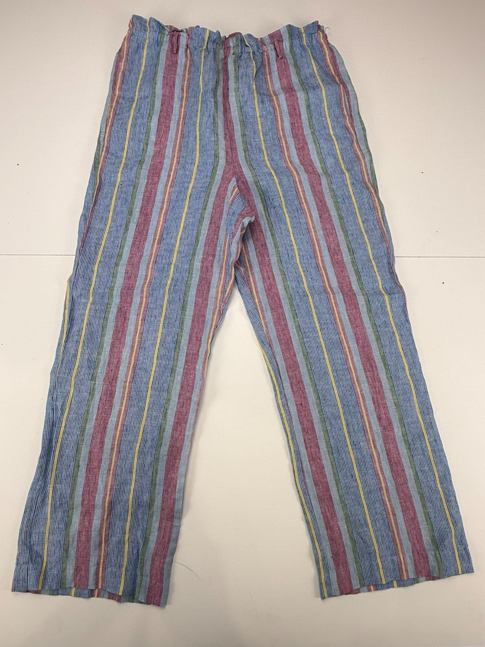 FRAME Womens S Linen Easy Pants Multicolor Stripe Wide Leg Pull On NWT $229